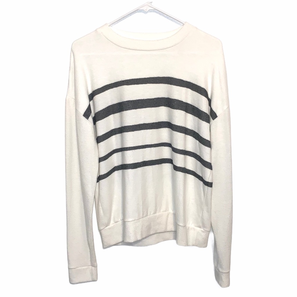 Enti Clothing Soft White Gray Striped Sweater S